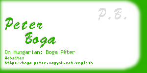 peter boga business card